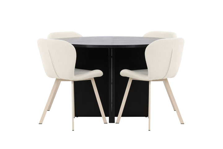 Venture Home Strada Table - Black with 4 Lilja Chair - Beige