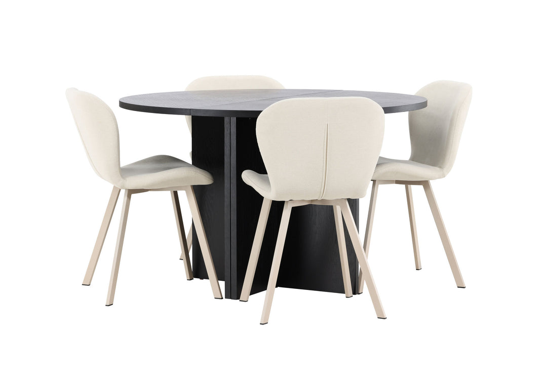 Venture Home Strada Table - Black with 4 Lilja Chair - Beige