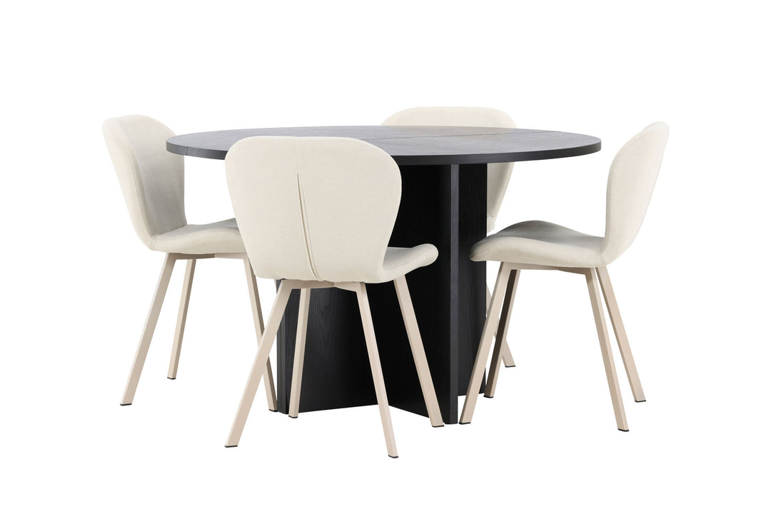 Venture Home Strada Table - Black with 4 Lilja Chair - Beige