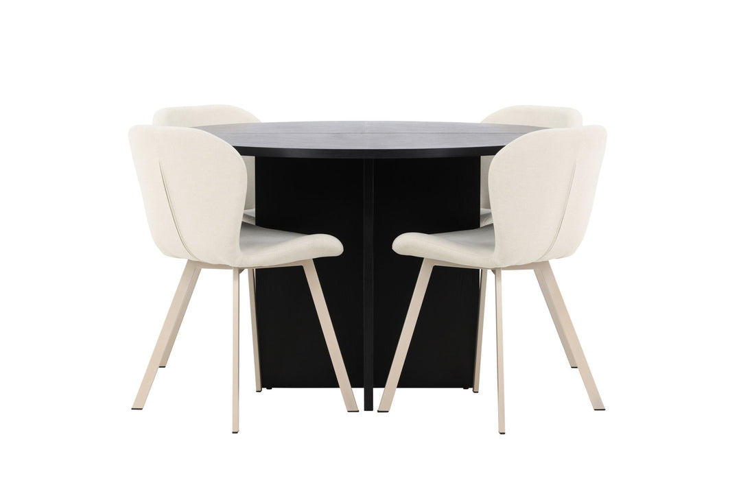 Venture Home Strada Table - Black with 4 Lilja Chair - Beige