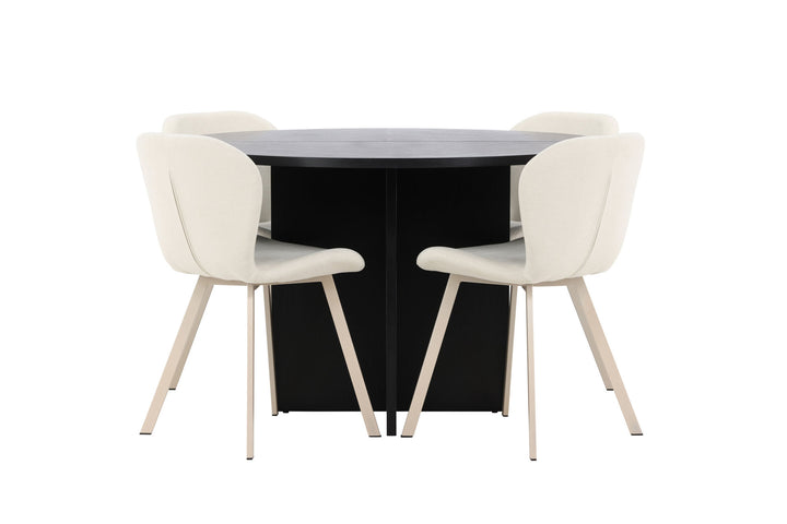 Venture Home Strada Table - Black with 4 Lilja Chair - Beige