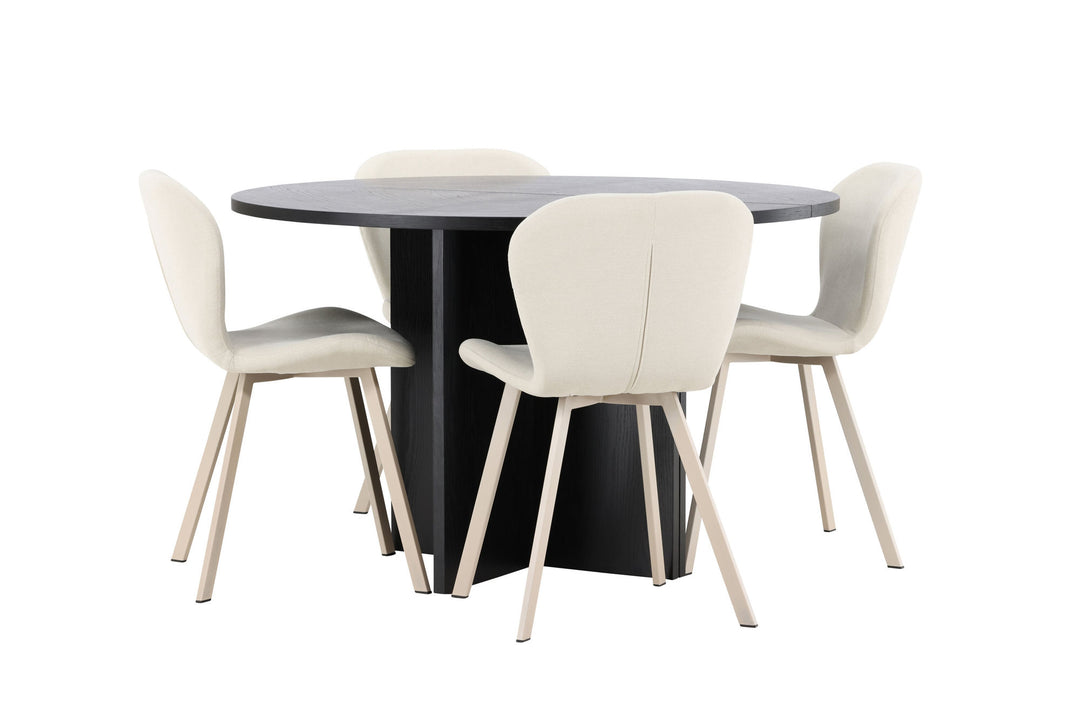 Venture Home Strada Table - Black with 4 Lilja Chair - Beige