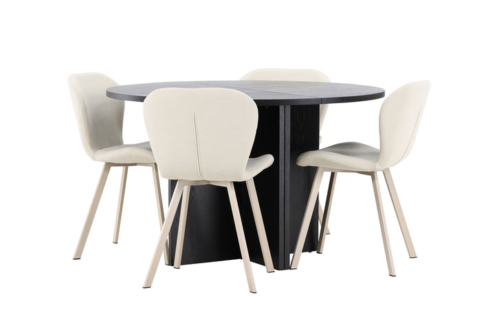 Venture Home Strada Table - Black with 4 Lilja Chair - Beige