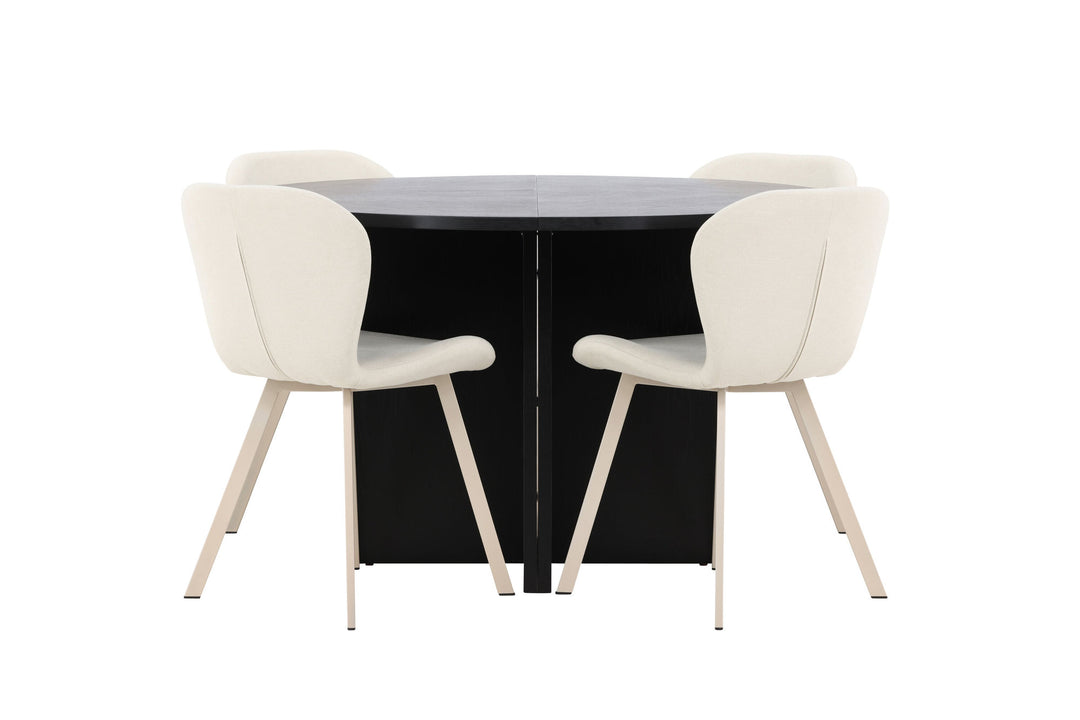 Venture Home Strada Table - Black with 4 Lilja Chair - Beige