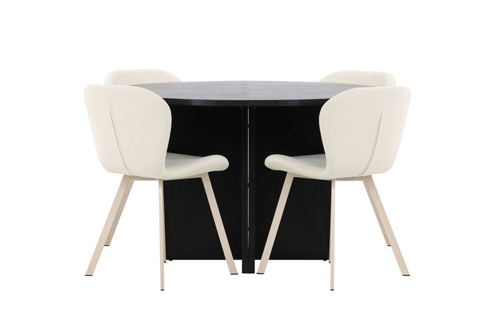 Venture Home Strada Table - Black with 4 Lilja Chair - Beige