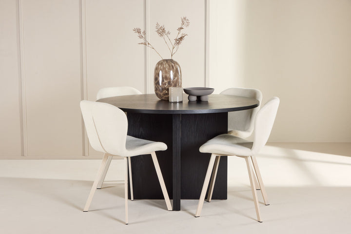 Venture Home Strada Table - Black with 4 Lilja Chair - Beige
