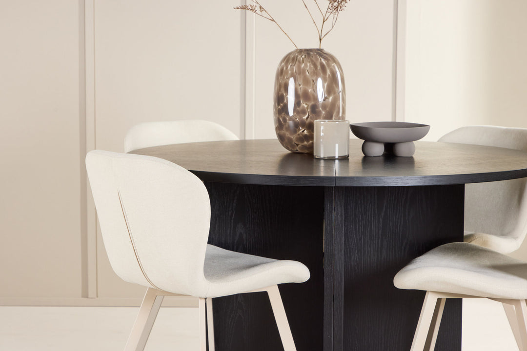 Venture Home Strada Table - Black with 4 Lilja Chair - Beige