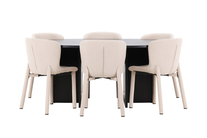 Venture Home Strada Table - Black with 6 Astoria Chair - Beige