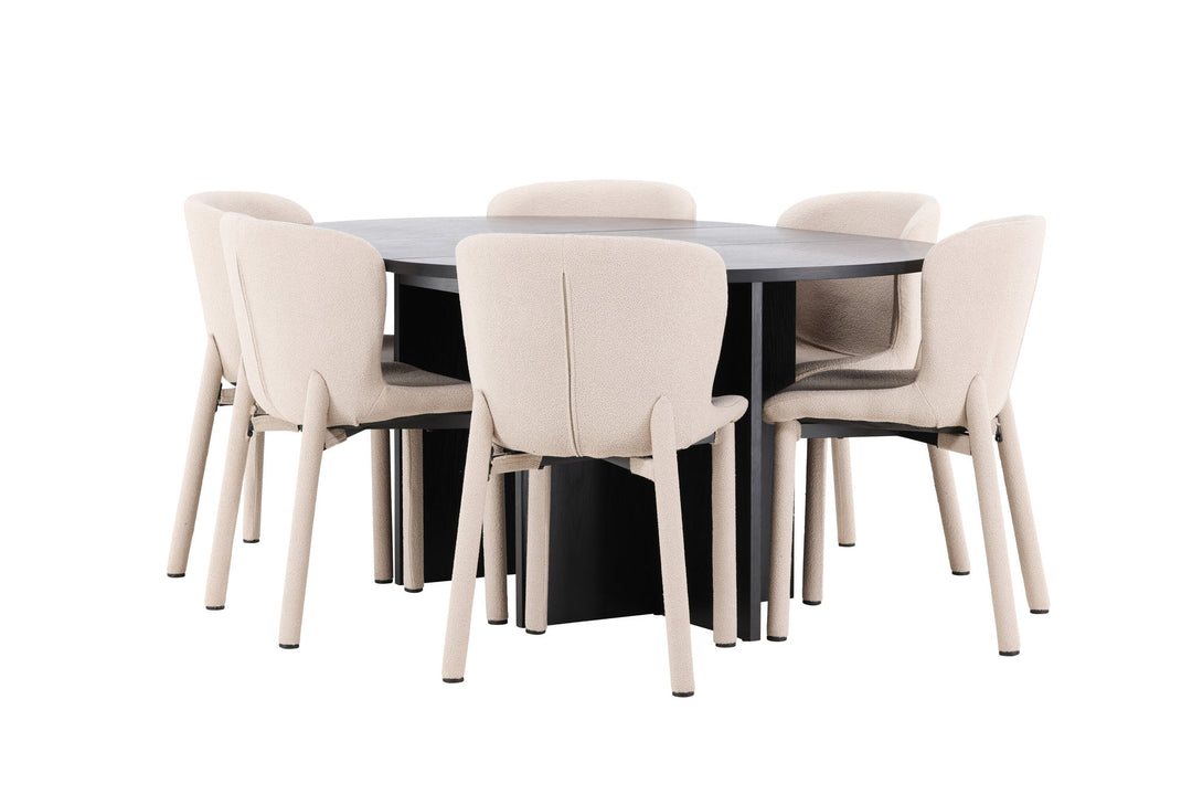 Venture Home Strada Table - Black with 6 Astoria Chair - Beige