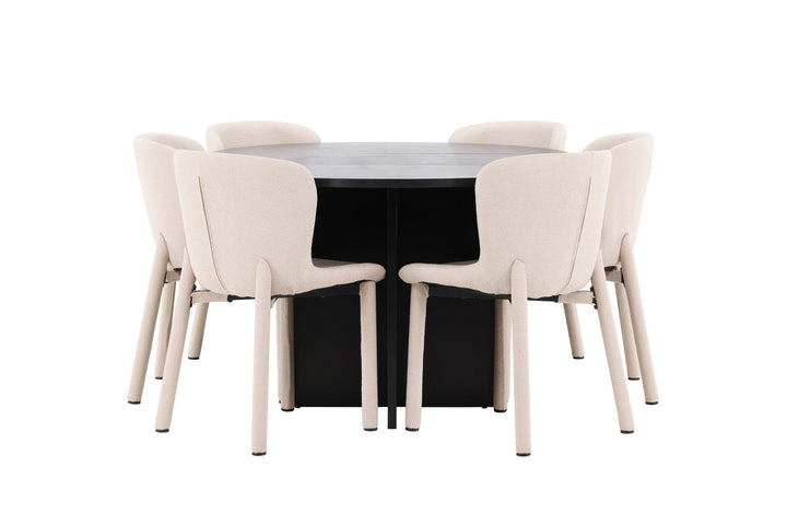 Venture Home Strada Table - Black with 6 Astoria Chair - Beige