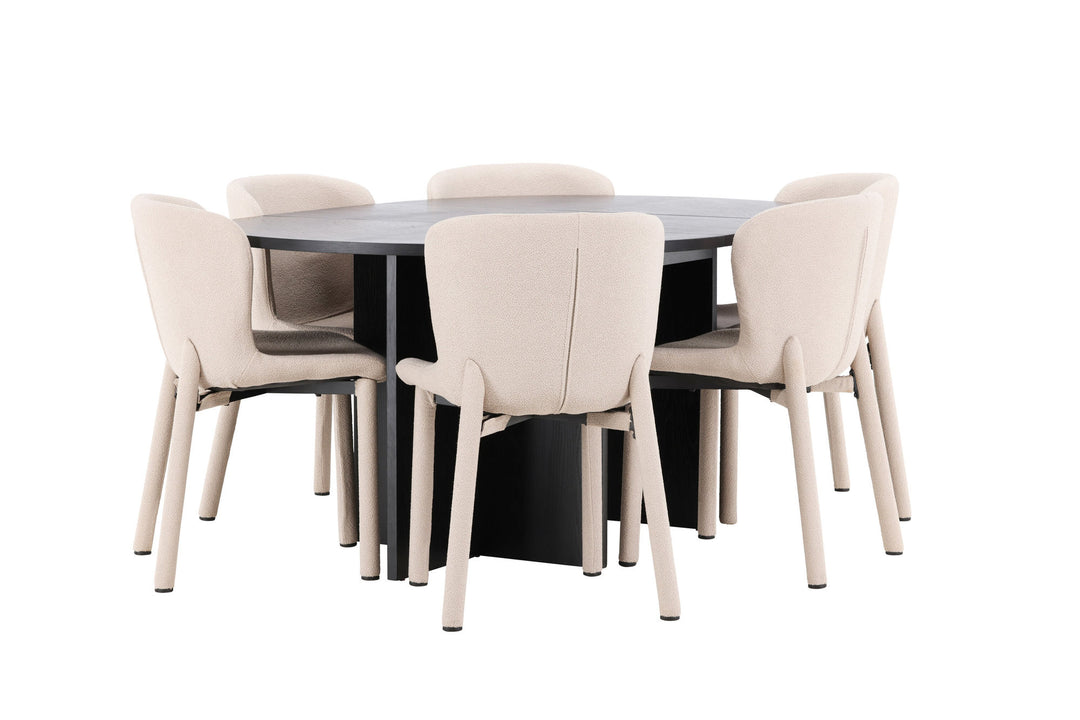 Venture Home Strada Table - Black with 6 Astoria Chair - Beige