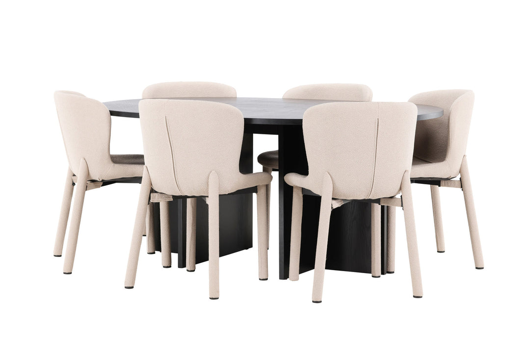 Venture Home Strada Table - Black with 6 Astoria Chair - Beige