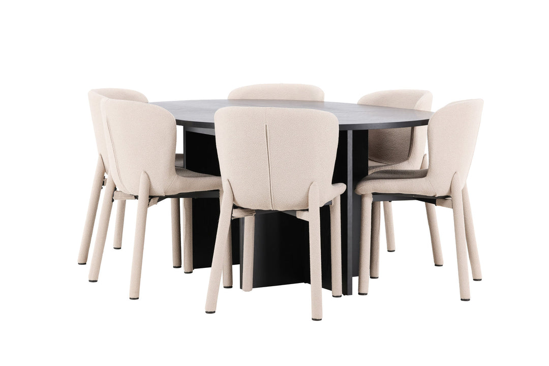 Venture Home Strada Table - Black with 6 Astoria Chair - Beige
