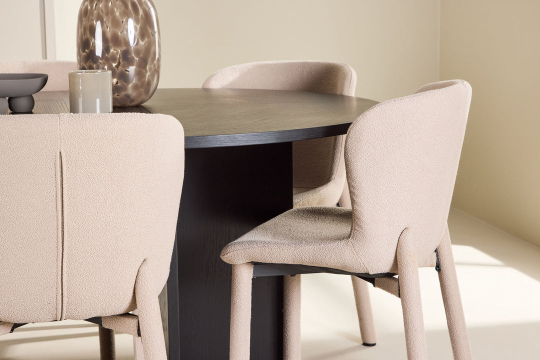Venture Home Strada Table - Black with 6 Astoria Chair - Beige
