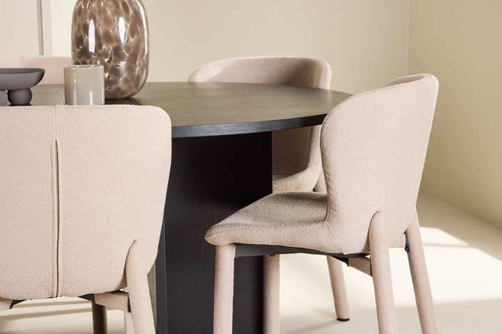 Venture Home Strada Table - Black with 6 Astoria Chair - Beige