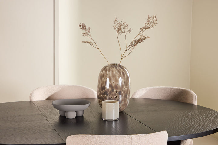 Venture Home Strada Table - Black with 6 Astoria Chair - Beige