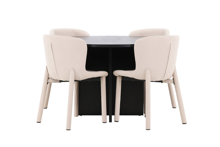 Venture Home Strada Table - Black with 4 Astoria Chair - Beige