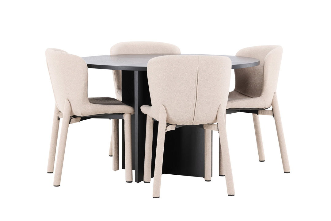 Venture Home Strada Table - Black with 4 Astoria Chair - Beige
