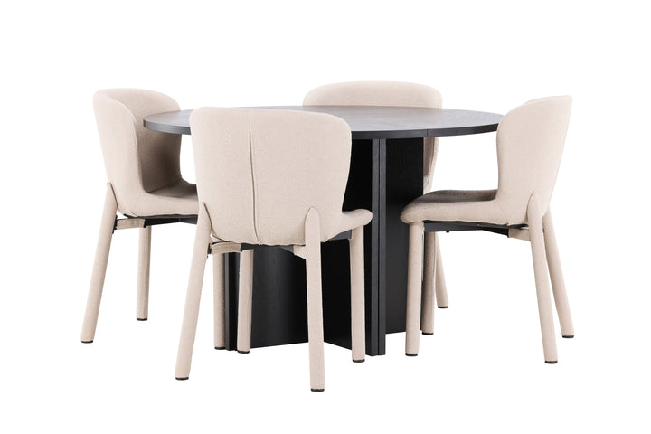 Venture Home Strada Table - Black with 4 Astoria Chair - Beige