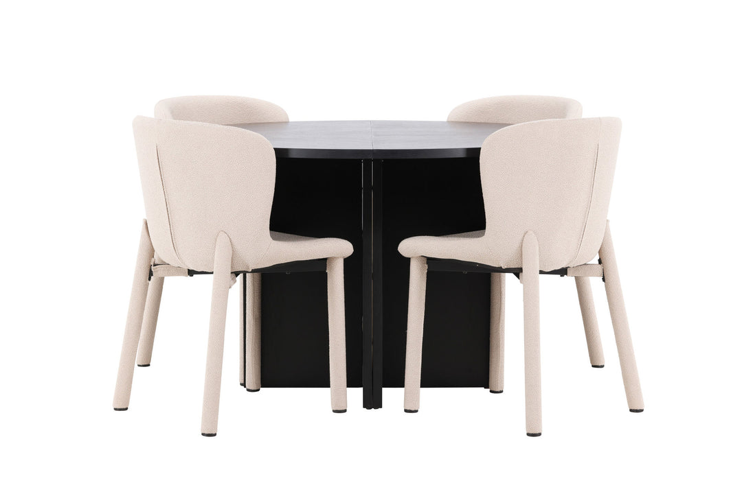 Venture Home Strada Table - Black with 4 Astoria Chair - Beige