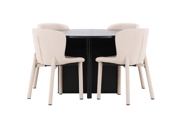 Venture Home Strada Table - Black with 4 Astoria Chair - Beige