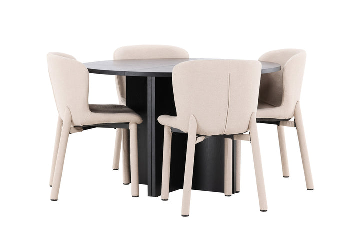 Venture Home Strada Table - Black with 4 Astoria Chair - Beige