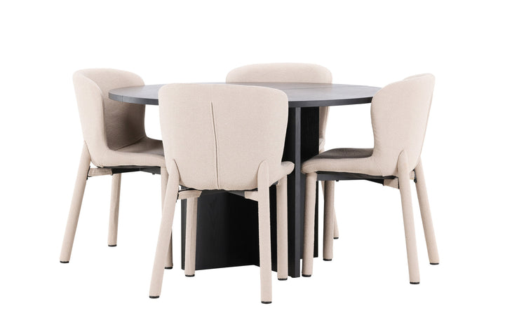 Venture Home Strada Table - Black with 4 Astoria Chair - Beige