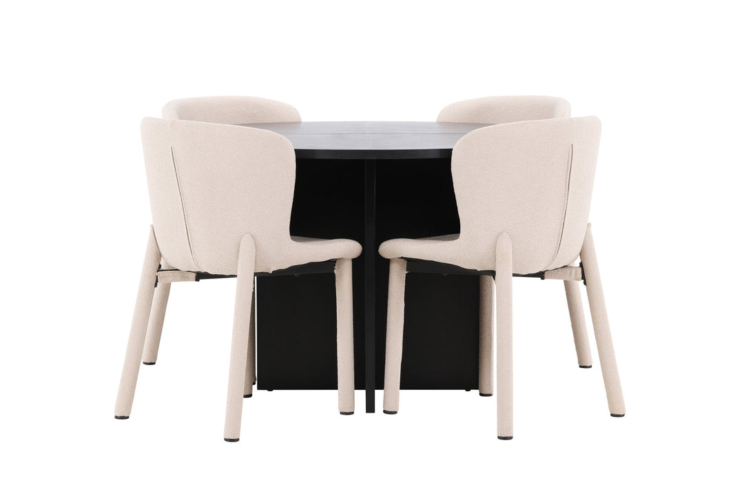 Venture Home Strada Table - Black with 4 Astoria Chair - Beige
