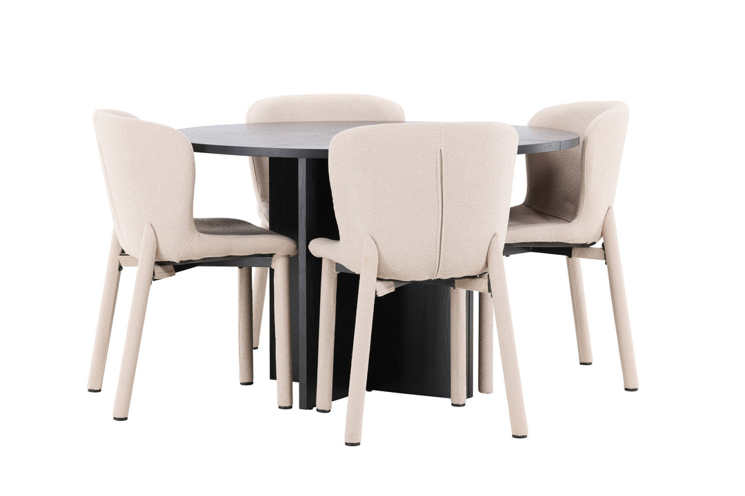 Venture Home Strada Table - Black with 4 Astoria Chair - Beige