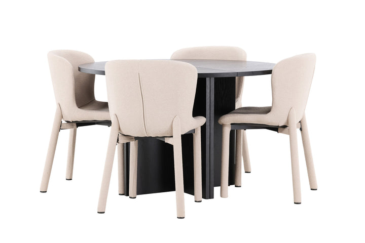 Venture Home Strada Table - Black with 4 Astoria Chair - Beige