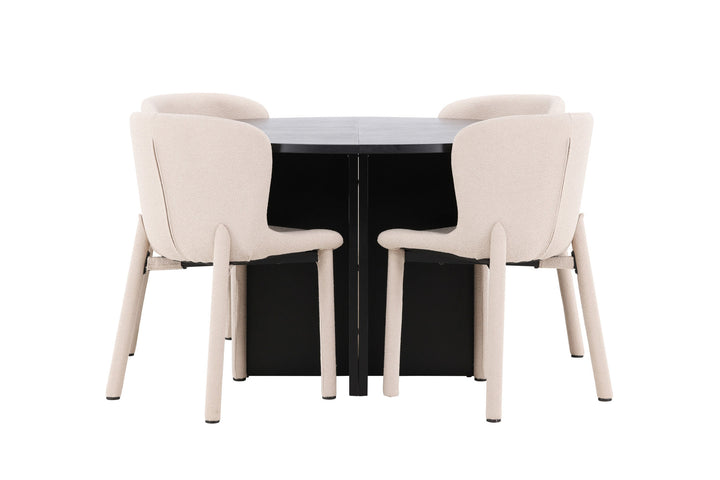 Venture Home Strada Table - Black with 4 Astoria Chair - Beige