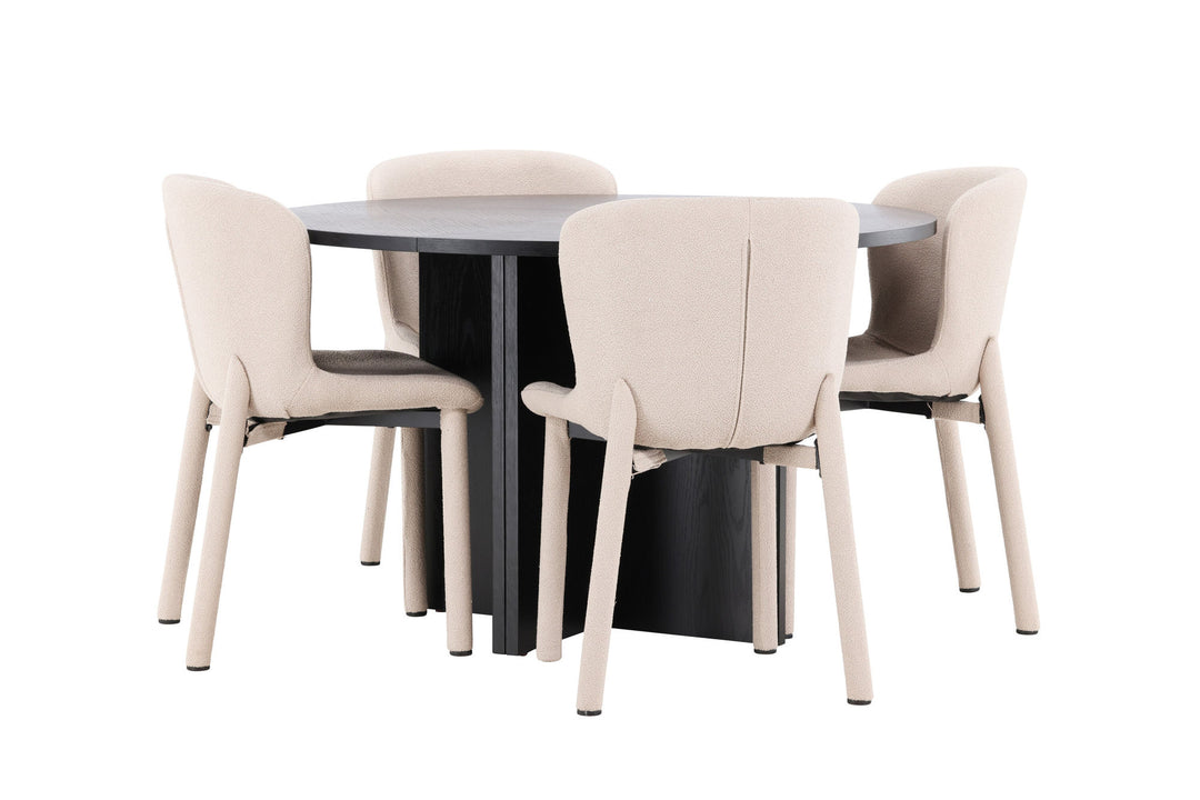 Venture Home Strada Table - Black with 4 Astoria Chair - Beige