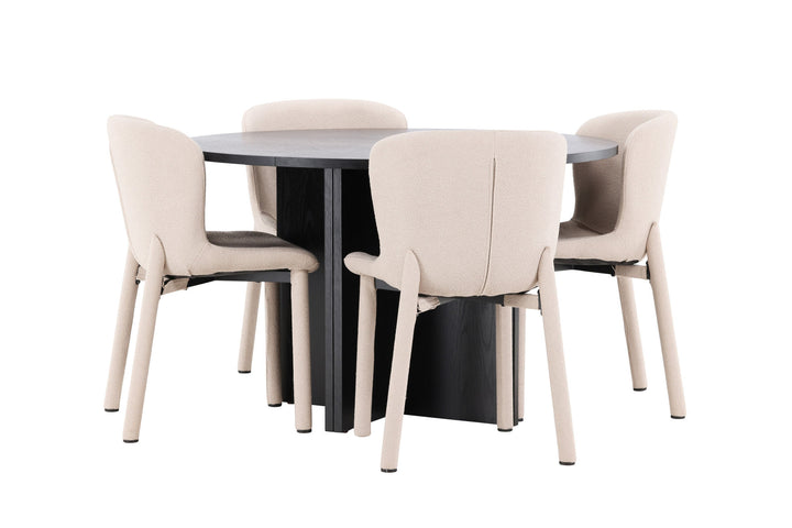 Venture Home Strada Table - Black with 4 Astoria Chair - Beige