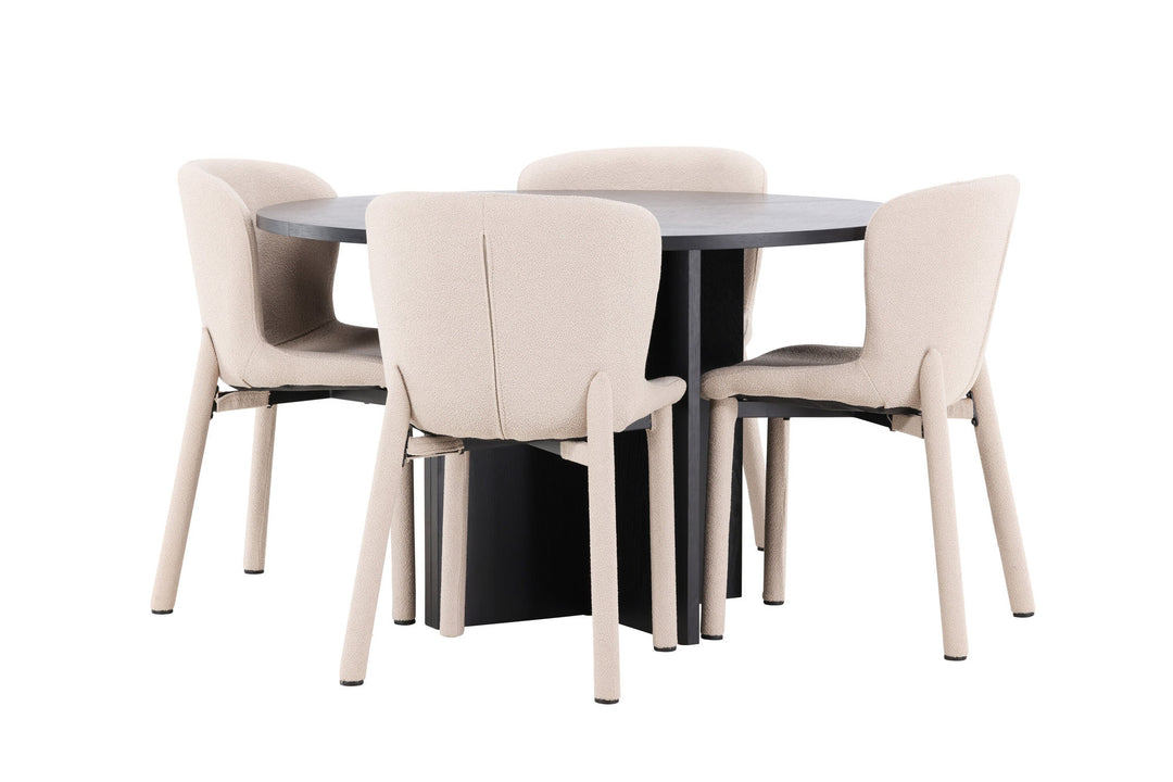 Venture Home Strada Table - Black with 4 Astoria Chair - Beige