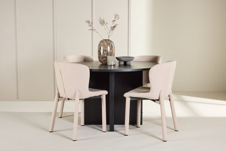 Venture Home Strada Table - Black with 4 Astoria Chair - Beige