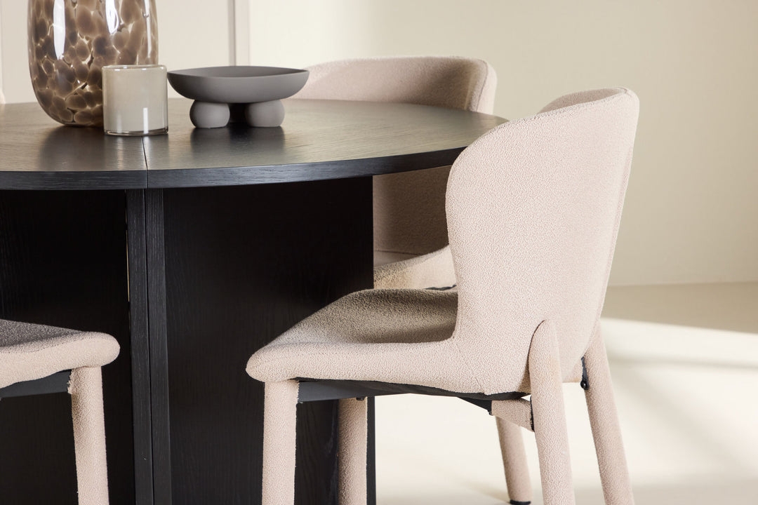 Venture Home Strada Table - Black with 4 Astoria Chair - Beige