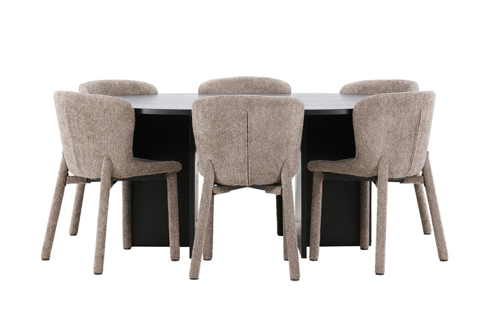 Venture Home Strada Table - Black with 6 Astoria Chair - Brown