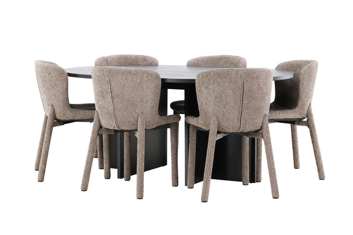 Venture Home Strada Table - Black with 6 Astoria Chair - Brown