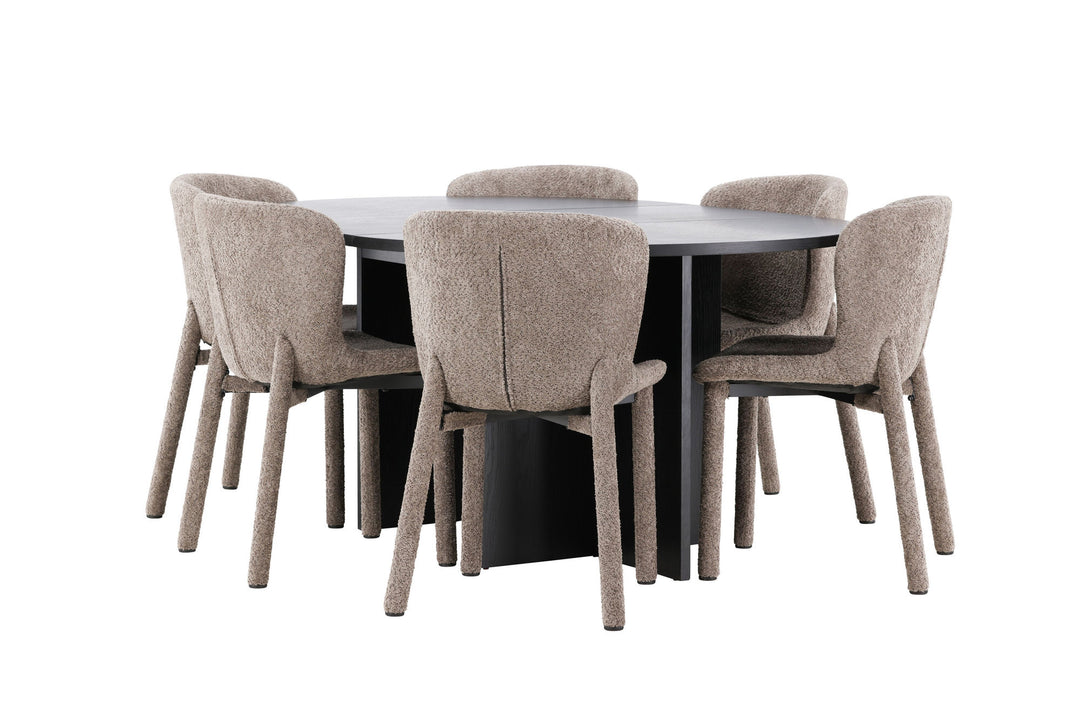 Venture Home Strada Table - Black with 6 Astoria Chair - Brown