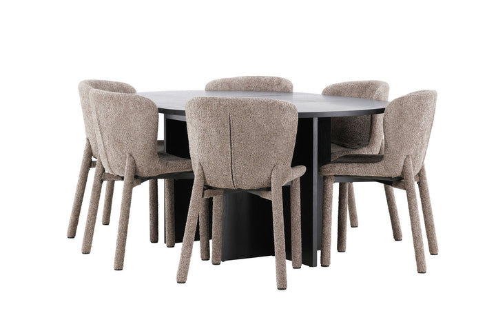 Venture Home Strada Table - Black with 6 Astoria Chair - Brown
