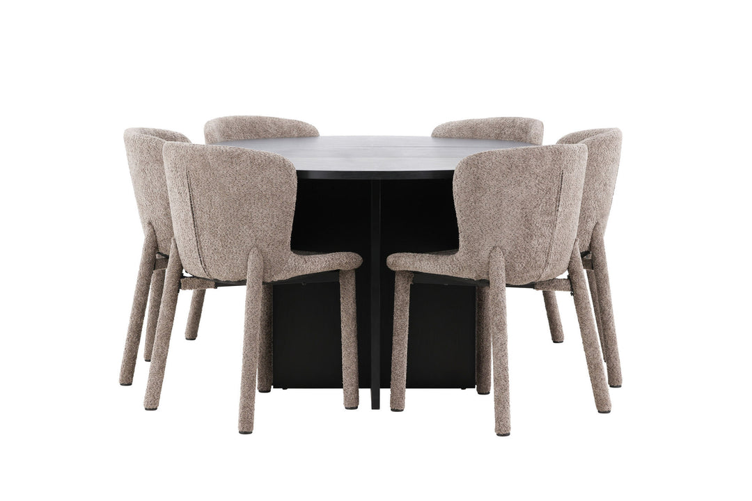 Venture Home Strada Table - Black with 6 Astoria Chair - Brown