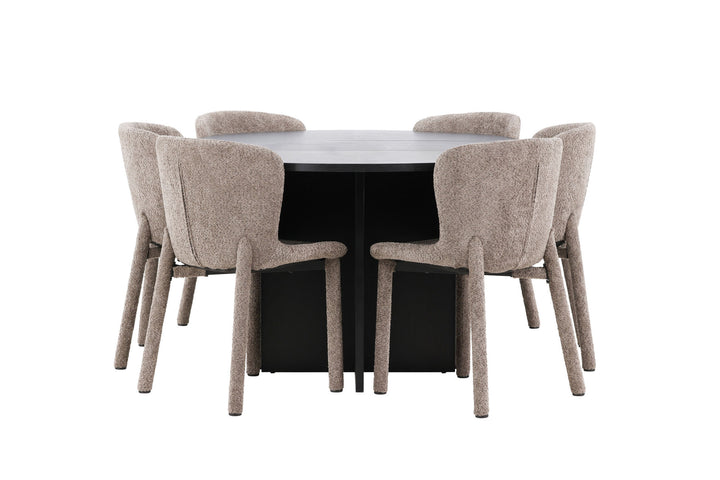 Venture Home Strada Table - Black with 6 Astoria Chair - Brown