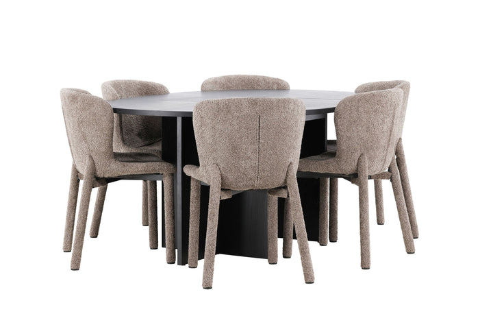Venture Home Strada Table - Black with 6 Astoria Chair - Brown
