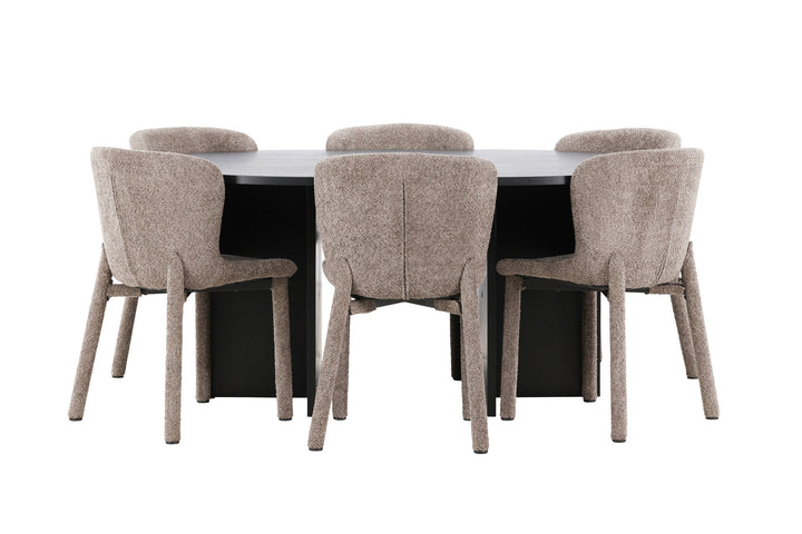 Venture Home Strada Table - Black with 6 Astoria Chair - Brown