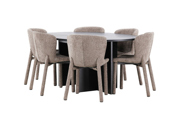 Venture Home Strada Table - Black with 6 Astoria Chair - Brown