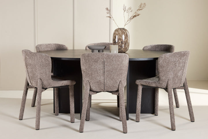 Venture Home Strada Table - Black with 6 Astoria Chair - Brown