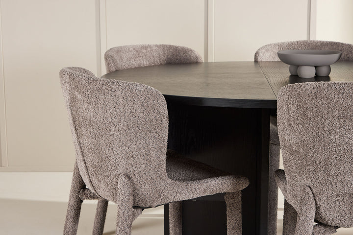 Venture Home Strada Table - Black with 6 Astoria Chair - Brown