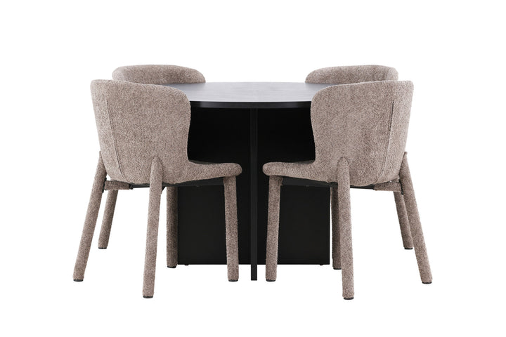 Venture Home Strada Table - Black with 4 Astoria Chair - Brown