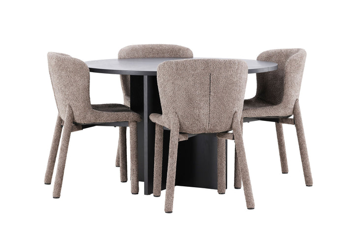 Venture Home Strada Table - Black with 4 Astoria Chair - Brown