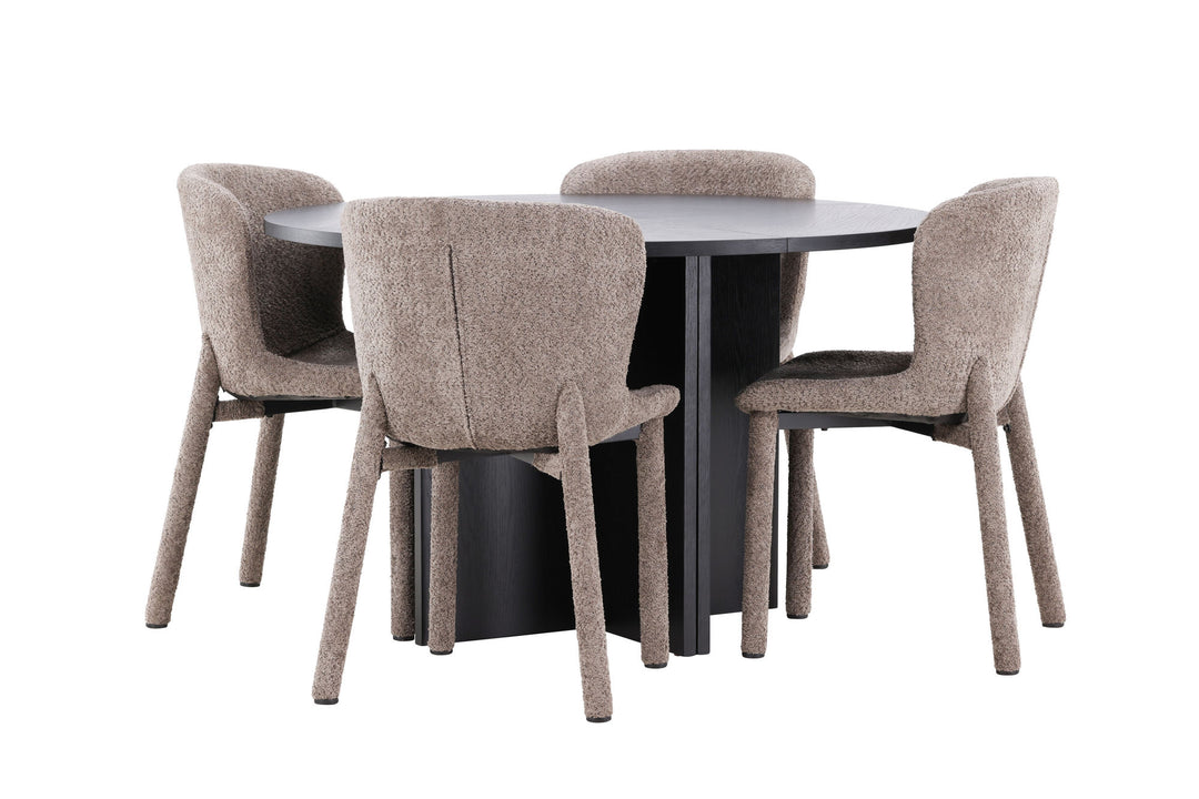 Venture Home Strada Table - Black with 4 Astoria Chair - Brown